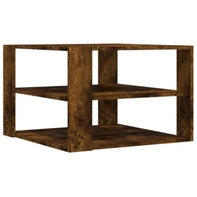 Image of vidaXL Smoked Oak Coffee Table 59.5cm Engineered Wood 3 Tier Shelf Modern Living Room End/Side Sofa Accent