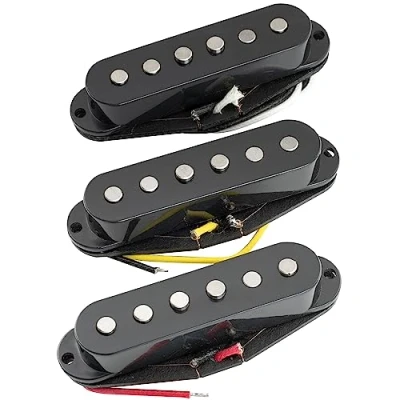 Image of Artec SSA 12 Vintage Style Staggered Alnico 5 Single Coil Neck Middle Bridge Pickup Set for Strat Electric Guitar, Black