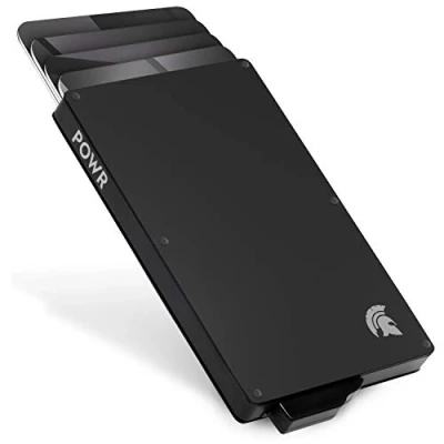 Image of POWR Card Holder Wallet, Mens Minimalist Slim Metal RFID Blocking Contactless Protector