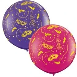 Image of Toyland® Pack of 2 90cm (3ft) Giant Mardi Gras Latex Balloons Celebration &amp; Party Decorations