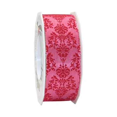 Image of Präsent Brixen Wired &amp; Printed Ribbon Coral 40 mm Width, 20 m Length