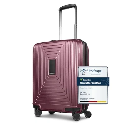 Image of REDOLZ Essentials 14, Aubergine Metallic, Kabinen Trolley+ (55 cm) erweiterbar, Hard shell trolley with swivel castors