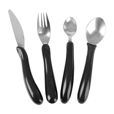 Image of HOMECRAFT Caring Cutlery, for Weak Grip, Arthritis Aids, Knife/Fork/Spoon/Teaspoon, Easy Grip Eating Utensils Elderly or Disabled, White Handle