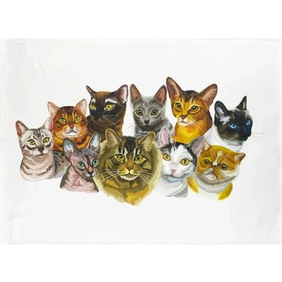 Image of Half a Donkey The Cat Portraits large cotton tea towel