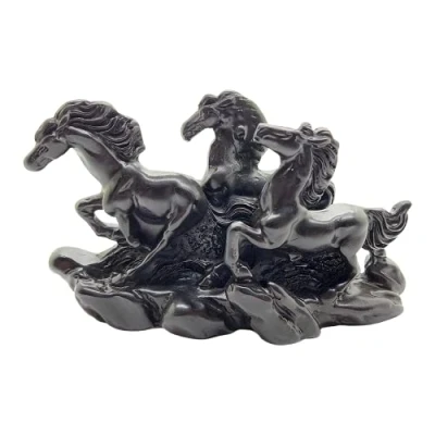Image of VIE Naturals Resin Figurine, 3 Horses, Multicolor, One Size