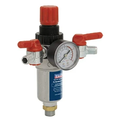 Image of Sealey Air Filter/Regulator 3/8&quot;BSP Male 1/4&quot;BSP
