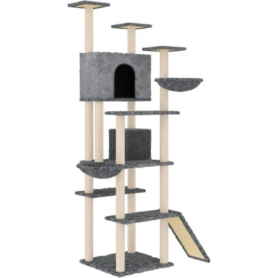 Image of vidaXL Cat Tree with Sisal Scratching Posts Dark Grey 191 cm