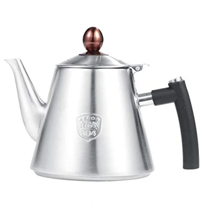 Image of Stainless Steel Teapot, Large Capacity 1.2 Liter Stove top Teapot Tea Fast Boiling Coffee Pot Kettle, Heat Resistant, Thickened Base, Silicone Handle Silver