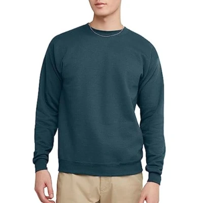 Image of Hanes Mens EcoSmart Fleece Sweatshirt, Cotton Blend Pullover, Crewneck Sweatshirt for Men, Metallic Teal 1 Pack, 3XL