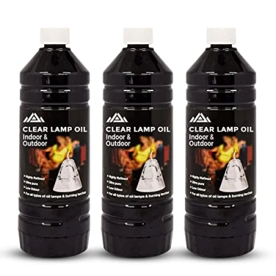 Image of PERFECTONISH Clear Lamp Oil For Indoor &amp; Outdoor Use, Smokeless Fuel Lantern Torch Garden Burners, Torches, Lamps, Tiki Torches Clean Burning 1 Litre (3 Pack)