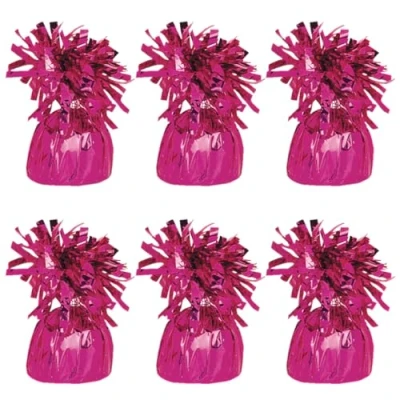Image of Foil Helium Balloon Weights Pack of 6 Durable &amp; Colourful Magenta Hot Pink for Birthdays Parties, Events Celebrations Perfect Weight Holders