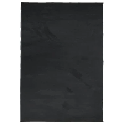Image of vidaXL OVIEDO Short Pile Area Rug 160x230 cm, Soft Polyester, Black, Machine Made, Teddy Texture, Suitable for Living Room/Bedroom/Office