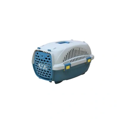 Image of Lanco Small Dog Cat Carrier. Portable and Breathable Plastic. Pets Dogs Cats. Resistant Material. 24x16x17 inches (L*W*H). White Blue Color.