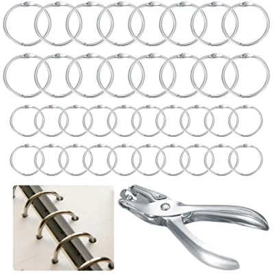 Image of 100 Pieces Book Rings, 25mm &amp; 35mm Binding Loose Leaf Connecting Metal Rings Silver for Memo Tablet, Keychain, Name Tags, Photo Album, Keyring