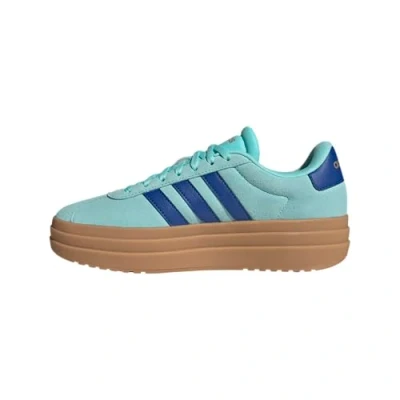Image of adidas Women&#039;s VL Court Bold Shoes, Flash Aqua/Royal Blue/Gold Metallic, 4.5 UK
