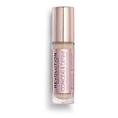 Image of Makeup Revolution Conceal &amp; Define Concealer, Lightweight, Longlasting, Full Coverage Face Makeup, C4, 4g