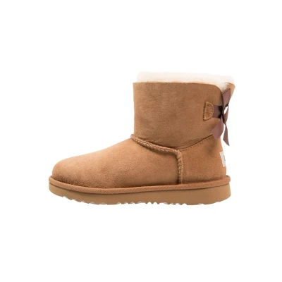 Image of UGG MINI Bailey BOW II Classic ankle boots for kids, Size: 1, Chestnut Sheepskin
