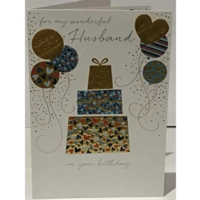 Image of Wonderful Husband Birthday Card Gifts 9 x 6.25 Inches Words and Wishes