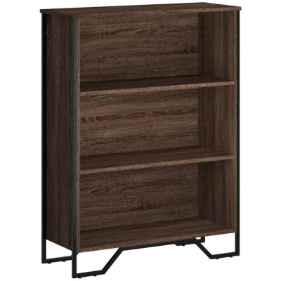 Image of vidaXL Bookcase Bookshelf Storage Cabinet Brown Oak Engineered Wood with Metal Feet Modern Book Rack for Bedroom, Living Room, Office 80 x 31 106 cm