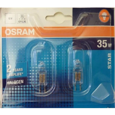 Image of OSRAM Halogen pin base / HALOSTAR /GY6.35 socket dimmable /12 Volt/ 35 Watt 50 Replacement warmwhite 2900K/ Pack of 2