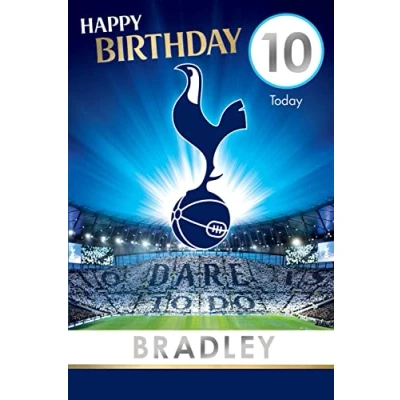 Image of Personalised Tottenham FC Birthday Card, Any Age Football Name Greeting Cards