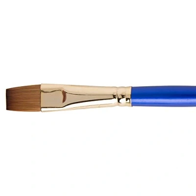 Image of Daler Rowney Sapphire Watercolour Brush, Sable &amp; Synthetic Blend, Short Handle, Flat Wash, 1/2in