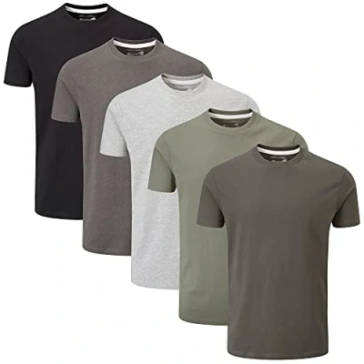 Image of Charles Wilson 5 Pack Plain Crew Neck T Shirt (3X Large, Grey Essentials)