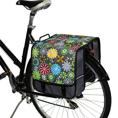 Image of BikyBag Classic CL Bicycle Double Panniers,Bike Bag, Fashion, Cycle, Bike, Women&#039;s Men&#039;s (Grey Daisy)