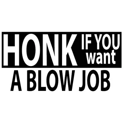 Image of Honk If You Want A Blowjob BJ 5 x 2.5 Inches Just Peel and Stick Funny Bumper Sticker Caravan Campervan Laptop Car Van Decal Free P&amp;P Made in Yorkshire