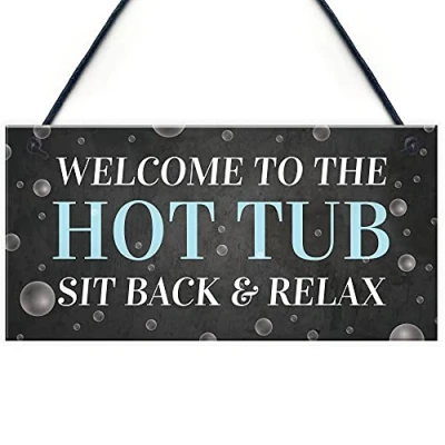 Image of RED OCEAN Welcome To The Hot Tub Sign Garden Hanging Plaque Home Decor Gift