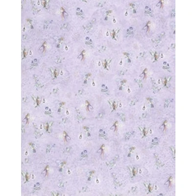 Image of Melody Jane Dolls House Fairies on Lilac Miniature Print 1:24 Scale Nursery Wallpaper