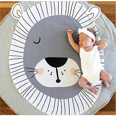 Image of Queta Baby Blanket Cotton, Play Gym Mat Playmat Activity Floor for Toddler Kids 90cm Soft Sleeping (Lion)