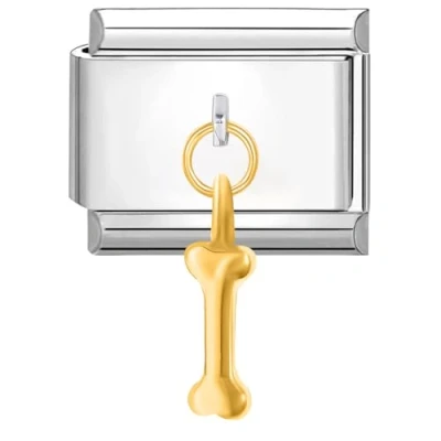 Image of Quiges 9mm Italian Style Charm Link Module Stainless Steel Bone for Bracelets