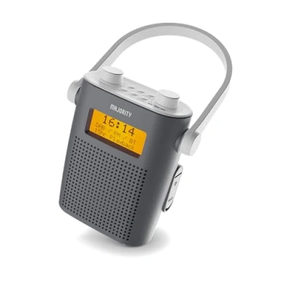 Image of IPX 5 Water Resistant Portable DAB Radio Rechargeable Bluetooth Shower w/ 15H Battery, Mains Powered FM Radio, DAB+, Dual Alarm, 20 Presets Headphone Jack, LED Display MAJORITY Eversden