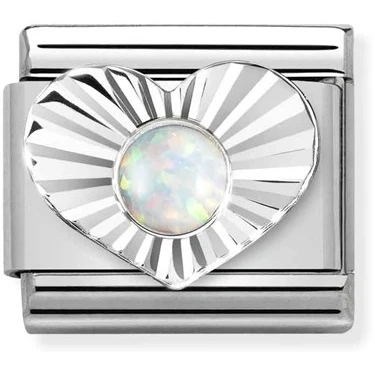 Image of Nomination Silver White Opal Heart Charm