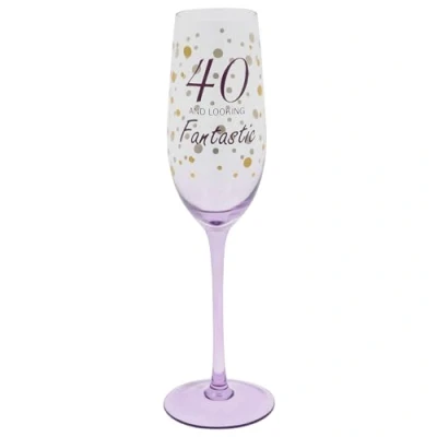 Image of Shudehill Giftware Gold Speckle Birthday Special Age Colourful Flute Glass 18th, 21st, 30th, 40th, 50th, 60th, 70th Gift (40)