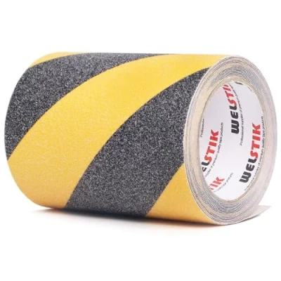 Image of WELSTIK 15CM x 5M Anti Slip Adhesive Tape, Non Tape Improving Grip, Strong Safety Sticker for Indoor and Outdoor, Work Safety, Home Black&amp;Yellow