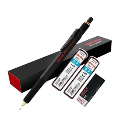 Image of rOtring 800+ Mechanical Pencil and Touchscreen Stylus Twist to Retract HB 0.7 mm Propelling 2x 12 m leads B20 Eraser