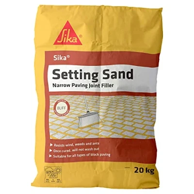 Image of Sika Setting Sand Ideal For Filling Narrow Paving Joints Resists Weeds Sets Hard Moisture Curing Buff 20kg