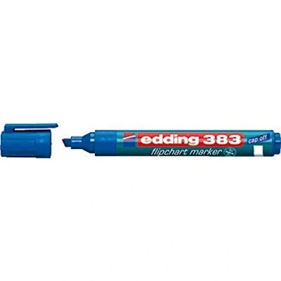 Image of edding 383 flipchart marker blue 1 pen chisel nib 5 mm for writing, drawing and marking on paper does not bleed through dry out colour intensive