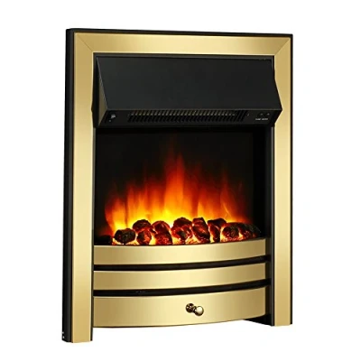 Image of Endeavour Fires Roxby Inset Electric Fire Brass Trim and Fret, 220/240Vac 1&amp;2kW, 7 Day Programmable Remote Control (without spacer)