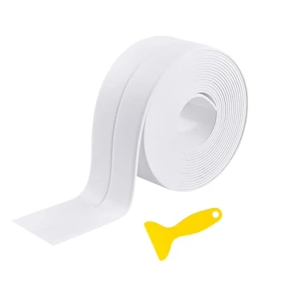 Image of DREETINO Bath Sealant Strip,11ft Self Adhesive Caulk Strip Tape for Kitchen, Bathroom, Toilet, Wall Corner with Sealing Tool White