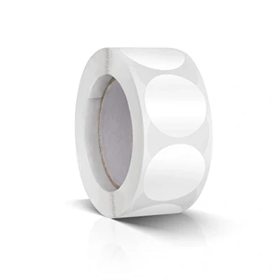 Image of Round Stickers White 25 mm Circle Labels Colour Coding Dot Vinyl Floor Sticker Waterproof Removable Roll of 500