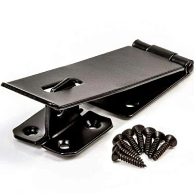 Image of Garden Mile 3&quot; Heavy Duty Black Safety Hasp &amp; Latch Staple Shed Lock Hut Gate Pad Security Outdoor Locking Tool