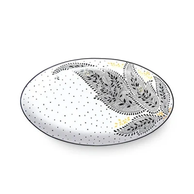 Image of Sara Miller Artisanne Noir Paisley Medium Oval Serving Platter