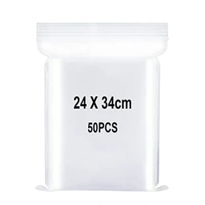 Image of Resealable Clear Plastic Bags, Sealed Bag, Storage Press Seal Thickening and Durable, Apply to Craft Supplies, Kosmetische, Clothing ect. 9.4x13.4&quot;(24x34cm) 50PCS