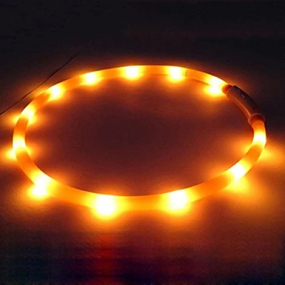 Image of Gemini_mall® LED Pet Dog Collar, USB Rechargeable Safety Collar Waterproof Light up Flashing (Orange)