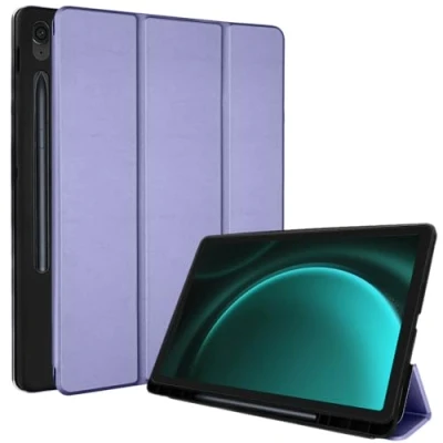 Image of TECHGEAR Smart Case for Samsung Galaxy Tab S9 FE Plus (S9 FE+) 12.4&quot; 2023 (SM X610 / SM X616) PU Leather Slim Stand Cover, Corner Protection [Auto Wake/Sleep] Soft TPU Holder Lavender