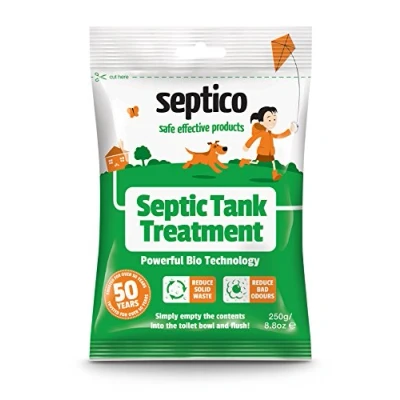 Image of Septico Septic Tank Treatment 2 x 250g Twin Pack, 12 Month Supply for Complete System Maintenance, Effective Bacteria Booster, Drain Cleaner, and Odour Eliminator