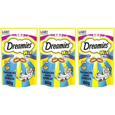Image of Dreamies Cat Food (Mixups Salmon And Cheese 3 x 60g)
